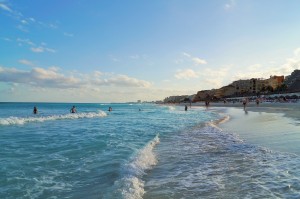 The water and sand of Cancun